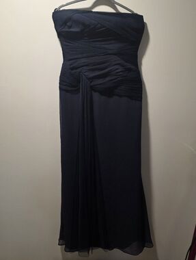 White by Vera Wang Strapless Navy Evening Gown